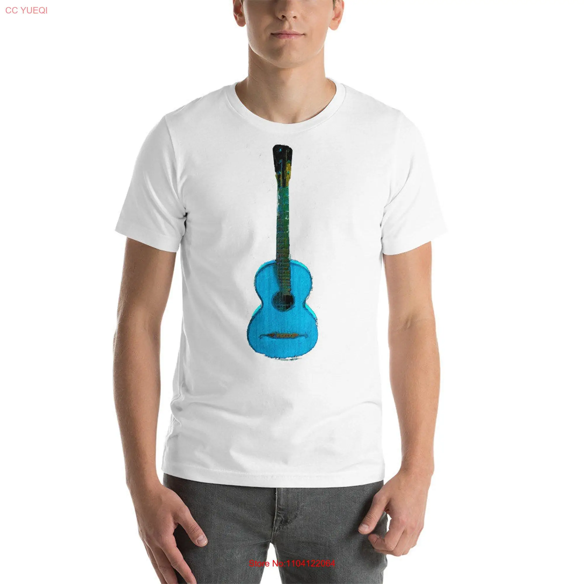 Blue Guitar Musician Music Rock Classical Rhythm Lover  T Shirt Poster long or short sleeves