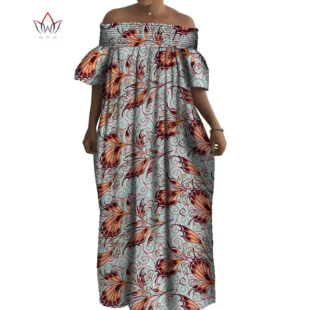 African Dresses for Women Dashiki Nigeria Traditional Wedding Dress Bazin Riche Off Shoulder Long Maxi Party Dress WY8549