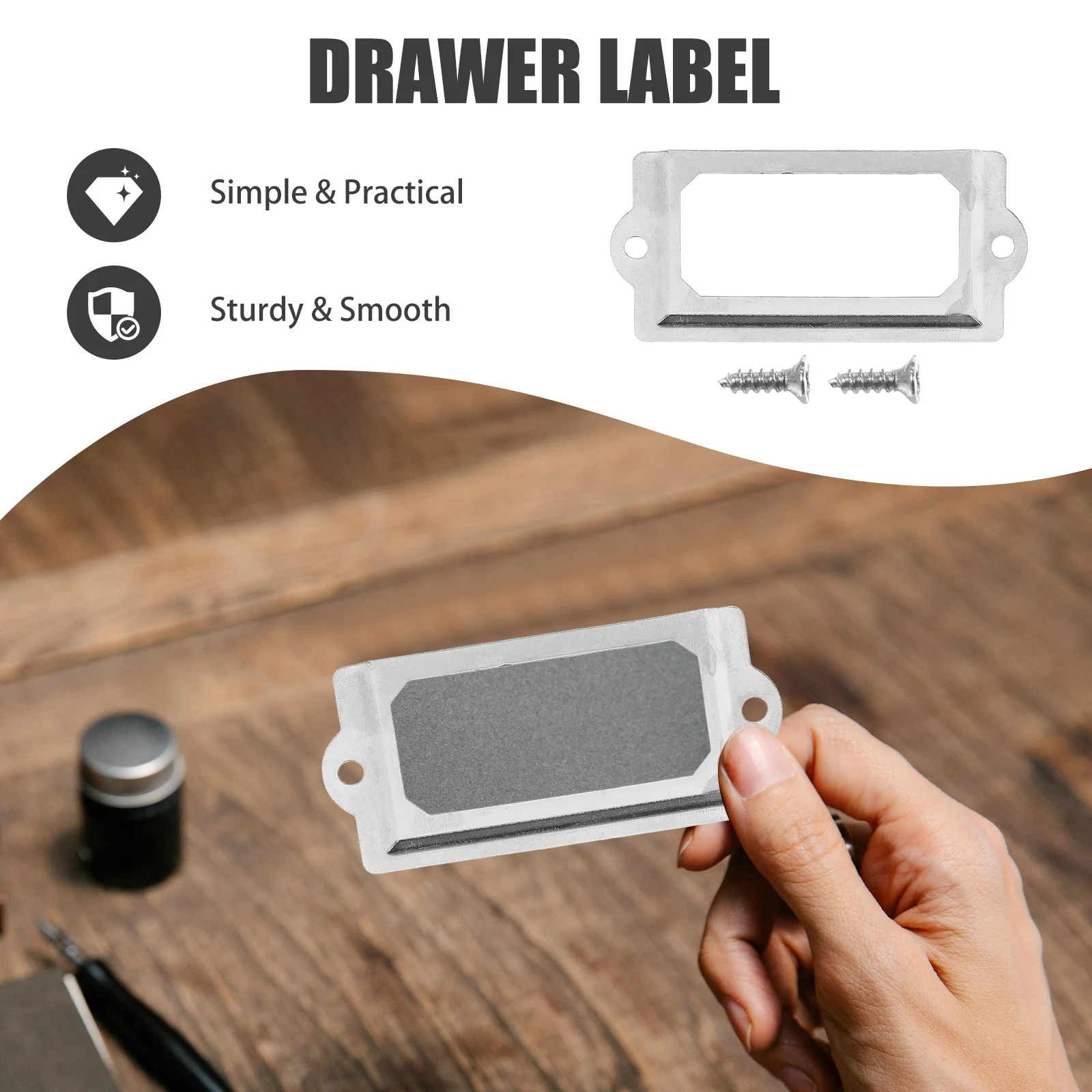 

1Set Iron Drawer Label Frame Vintage Card Holder for Cabinet File Box Name Tags Drawer Labels Label Holder