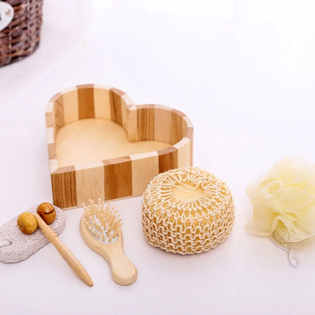 

1 set 1 Set Heart Wood Bucket Bathing Scrubber Kit Wooden Bath Tools For Exfoliating Rub Back Shower Cleaning Home Bath Supplies