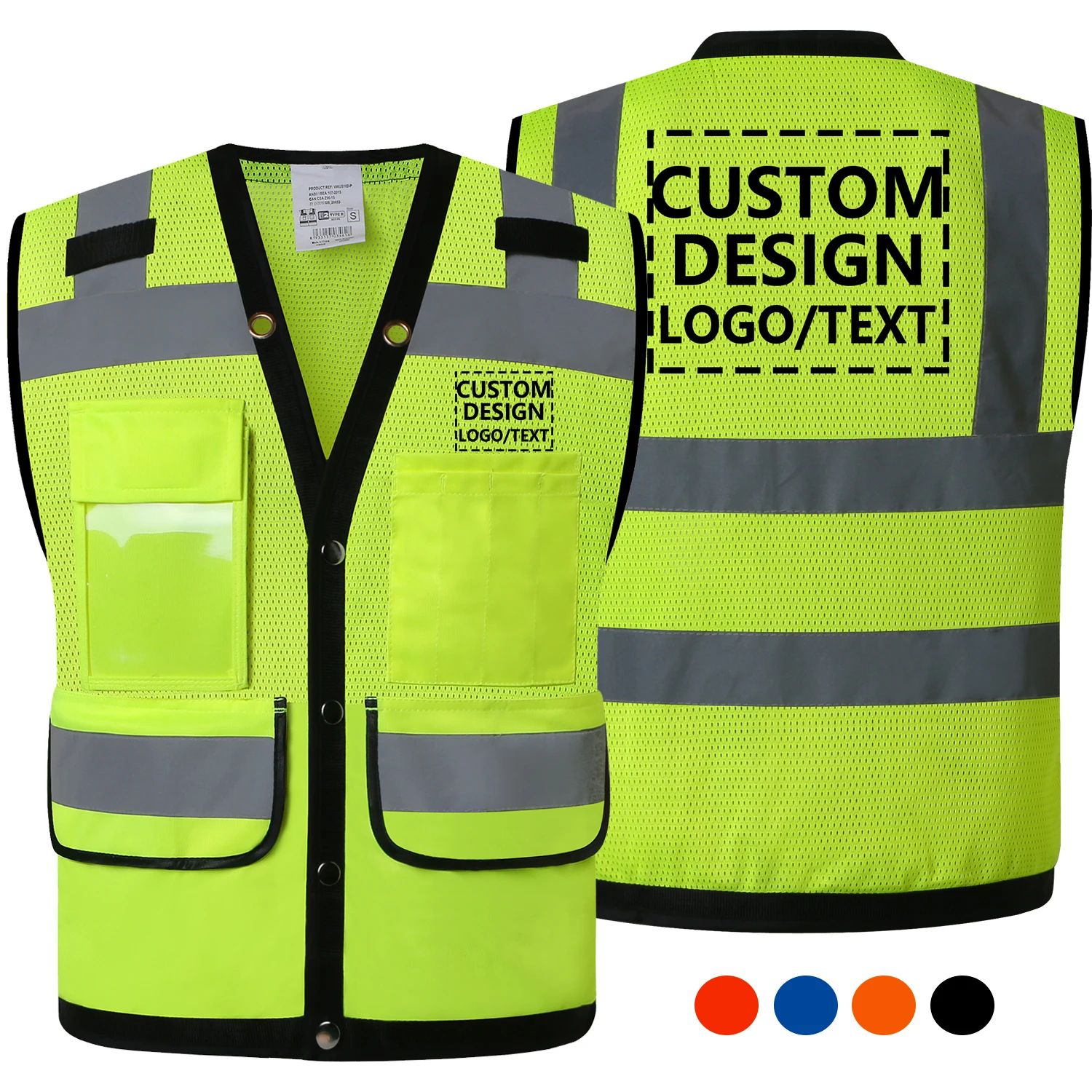 Erkekler için Logo özelleştirmek ile emniyet yelek Hi Vis yelek ceket yüksek görünürlük tulum özel Logo ve metin ile yansıtıcı yelek