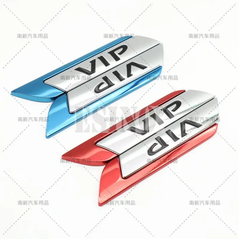 2 x Car Styling VIP Logo Body Fender Side Metal Chrome Zinc Alloy Knife Side 3D Adhesive Emblems Badges Decals