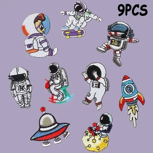 Cartoon Embroidery Patch Set Astronaut Spaceship Alien DIY Clothes Badge Iron on Patches Bags Hats Kids Personalized Accessories