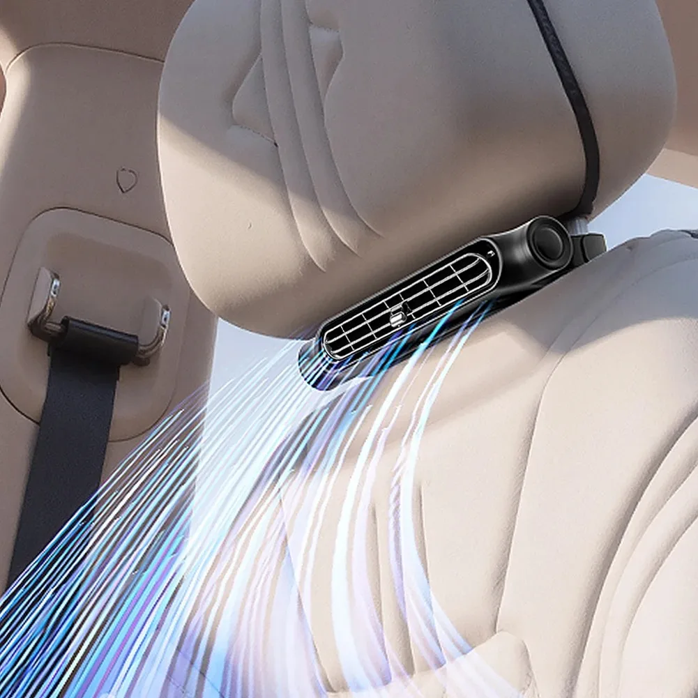 المحمولة 3000mAh بطارية السيارة مسند الرأس مروحة تبريد الهواء 3 سرعات مسند الرأس الخلفي قابل للتعديل مروحة مزدوجة الصيف اكسسوارات السيارات الداخلية