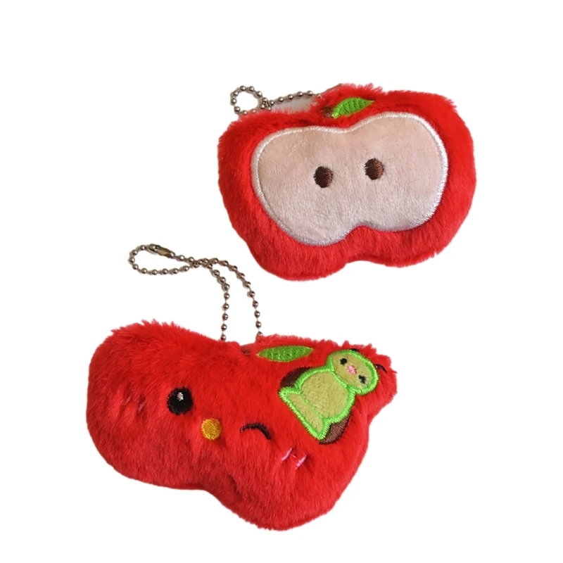 Y1UB Apples Keychain Sturdy Plush Charm Pendant Lovely Designs Multipurpose Portable for Trendy Women Daily Casual Wear