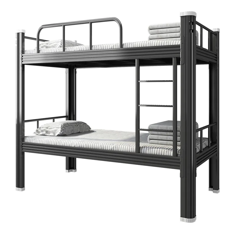 ￥%High Quality Modern Twin Full Steel Bunk Bed Built-In Ladder Safety Guardrail Foldable Reclining for Kids/Adults Home Hotel