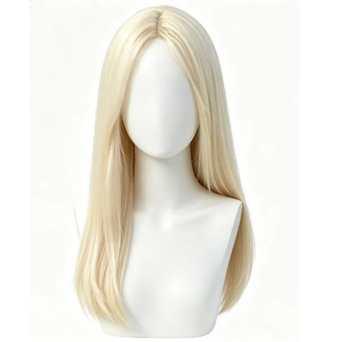 Light Gold Texture Medium Length Wig, Gentle And Convenient For Women To Wear As A Whole, Versatile Basic Style