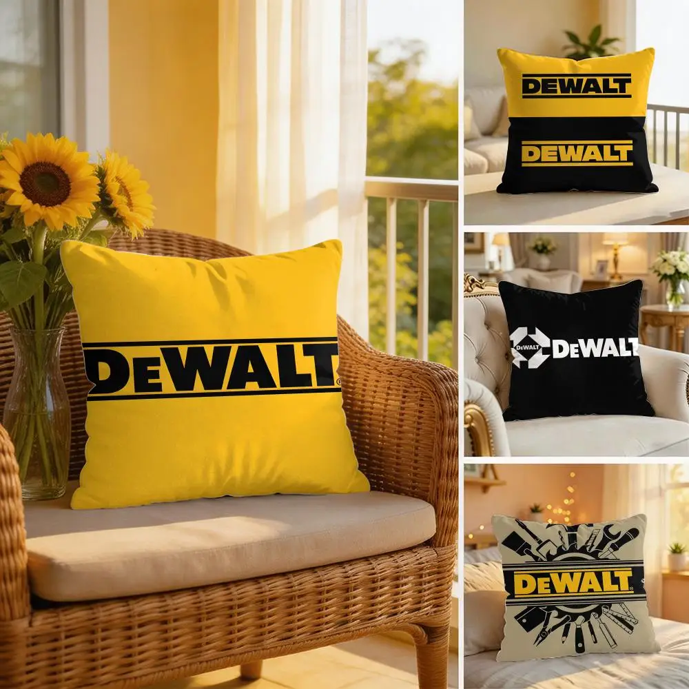 Simple D-Dewalts Logo Cushion Cover Wrinkle-Resistant Short Plush Cushion Covers Breathable Machine-Washable
