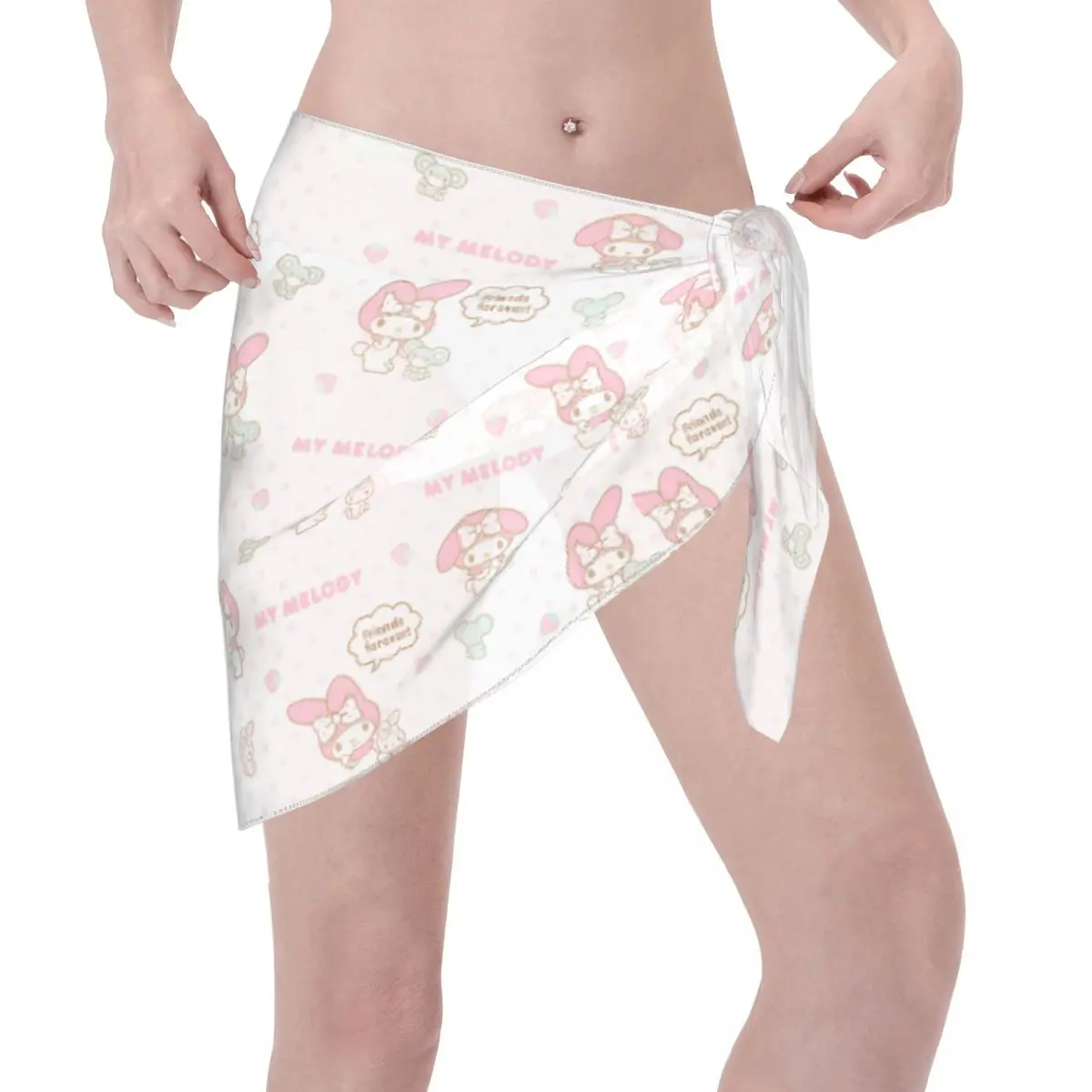 Sanrio My Melody Sarong Coverups für Damen, Badeanzug, Wickel-Badeanzug, Rock, Strand-Bikini, Cover-up, Bademode, Chiffon