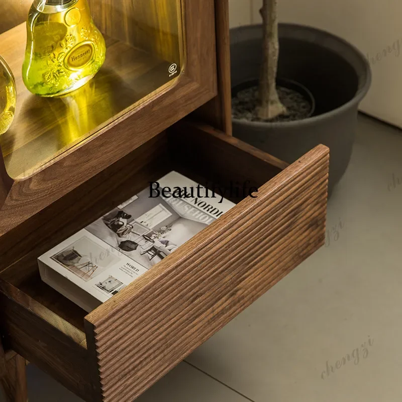 h178Display, glass locker, ceramic tea set display, living room storage side cabinet