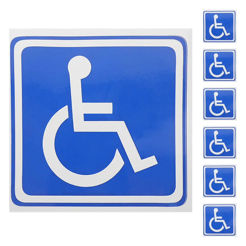 7Pcs Handicap Parking Stickers Wheelchair Disabled Decal Vinyl Self Adhesive Bumper Window Door Signs for Cars