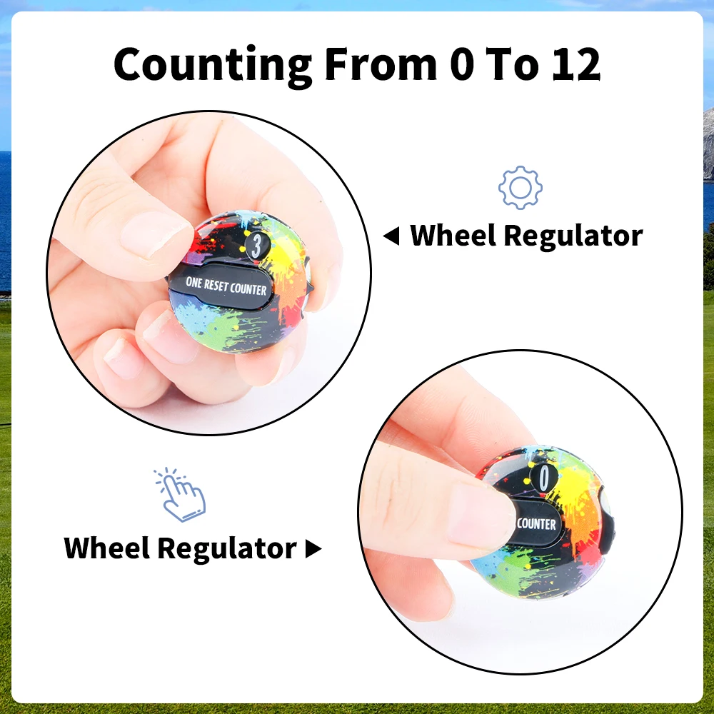 3*3cm Colorful Golf Mini Stroke Score Counter with One Touch Reset Clip