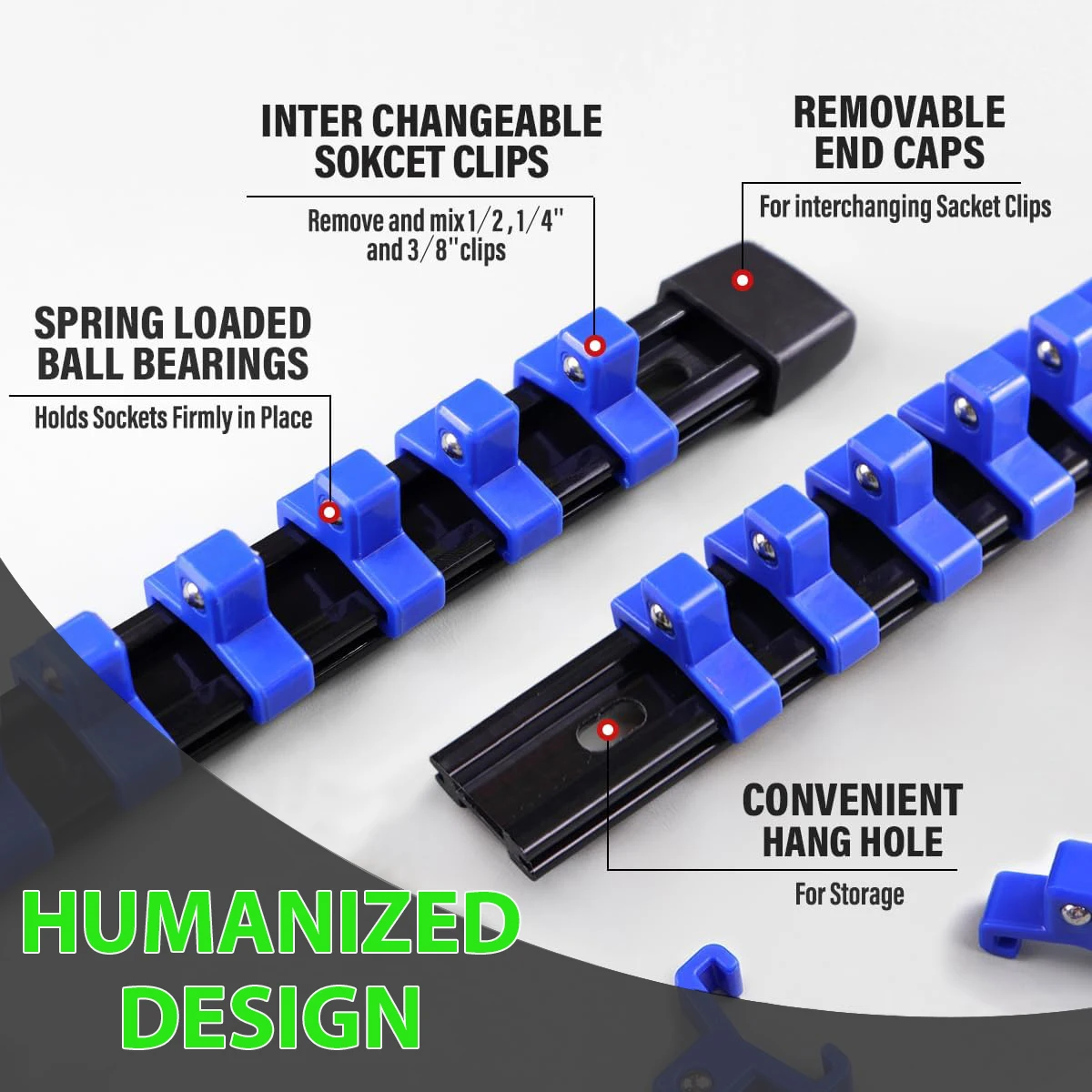 3-Piece Socket Organizer Rail Set,Premium Socket Holder, With 54 Clips 1/4-Inch x 20 Clips,3/8-Inch x 18Clips,1/2-Inch x 16Clips