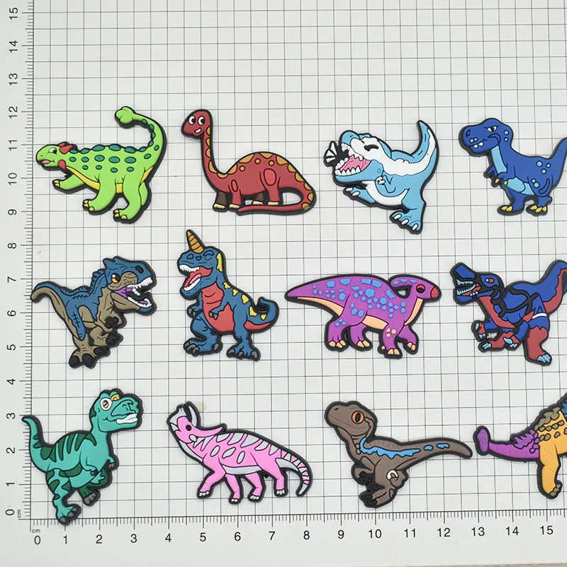 1/25/58Pcs New Cute Dinosaur Rubber PVC Shoe Charms Jurassic Animal Decor For Slides Sandals Clog DIY Accessories For Dino Fans