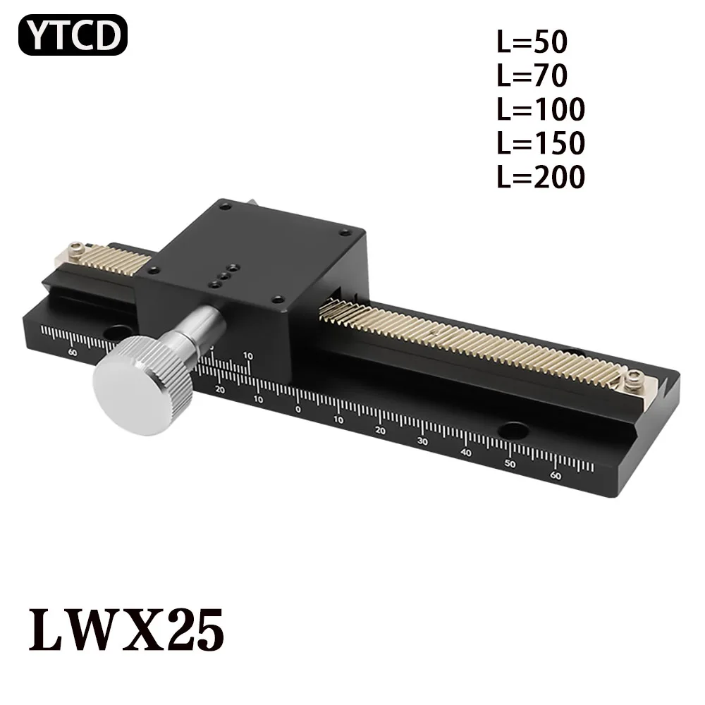 X Axis Long-range Dovetail Trimming Slide Dovetail Slide Table Sliding Stage Manual Displacement Platform  LWX25 L=50 70 100mm