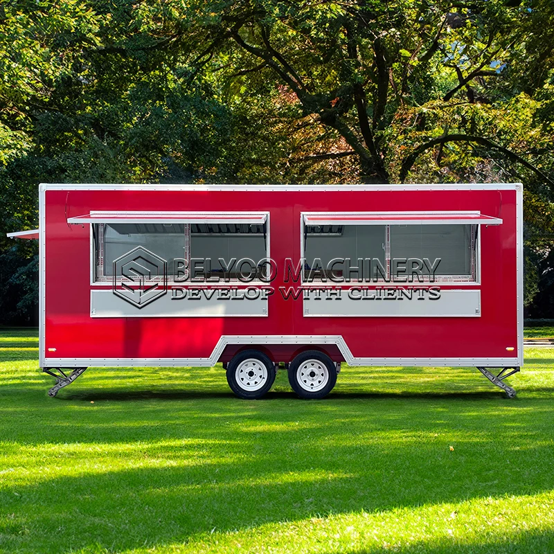 Belyoo US Standard Coffee Trailer De Comida Food Truck Snack Food Van Restaurant Mobile Truck BBQ Concession Trailers for Sale