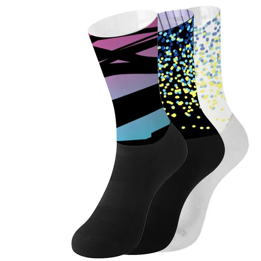 

Colorful Abstract Pattern Breathable Moisture Wicking Compression Bicycle Riding Socks for Men Women Unisex Sports Socks