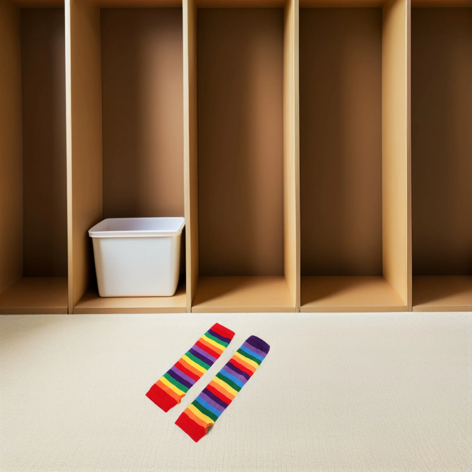 

2Pairs Rainbow Fingerless Gloves Soft Knitted Material Warm Cosplay Accessory Teen Women Winter Wear Teen Gloves