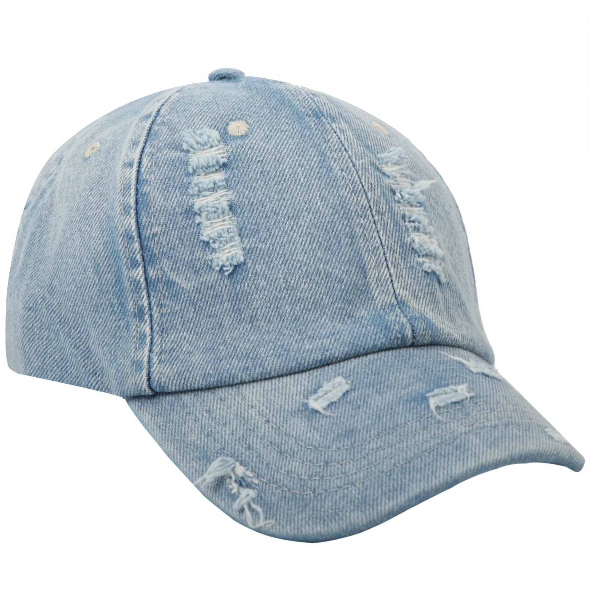 

Distressed Denim Baseball Cap for Women Curved Brim Washed Cotton Soft Top Hat Daily Casual Outdoor Sun Hat