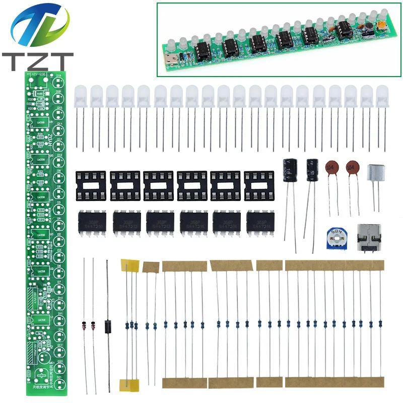 USB audio spectrum lamp kit LED car volume level indicator music audio display circuit board to increase the hands-on ability