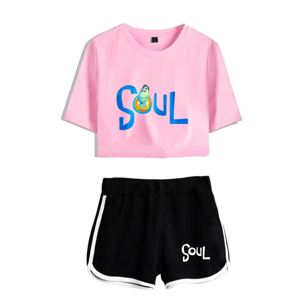 Youthful Movie Joe Gardner T-shirts shorts Pants Dew navel Sport Girls Short Sleeve Suits Sexy Girls Summer Two Pieces sets