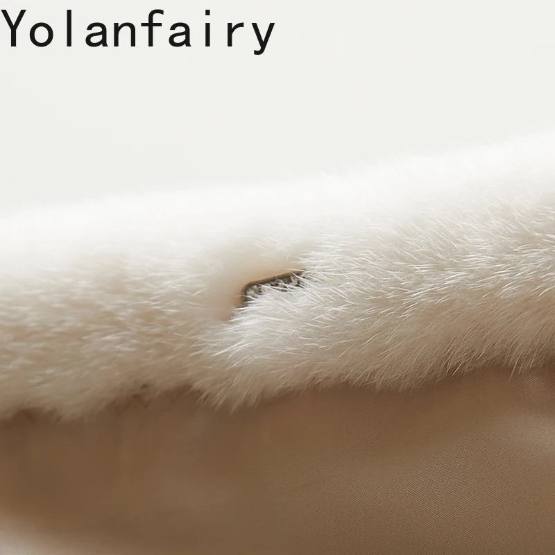 YOLANFAIRY فاخر 2025 معطف الفرو الطبيعي امرأة كاملة فرو المنك سترات للنساء قصيرة معاطف الفرو الدافئة طويلة الأكمام سترة نسائية