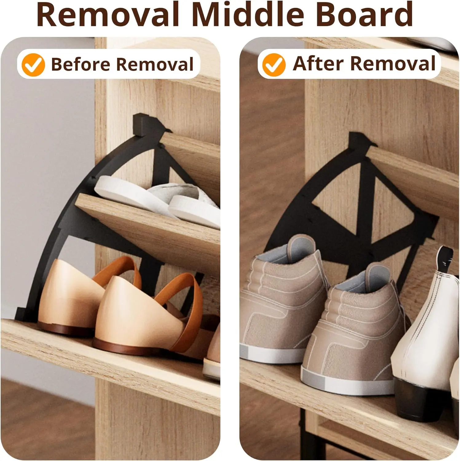 كابينة الأحذية Sorage 2 Flip aers، صنفرة أحذية خشبية Sorage anizer Cabine Raan Doors for Enry