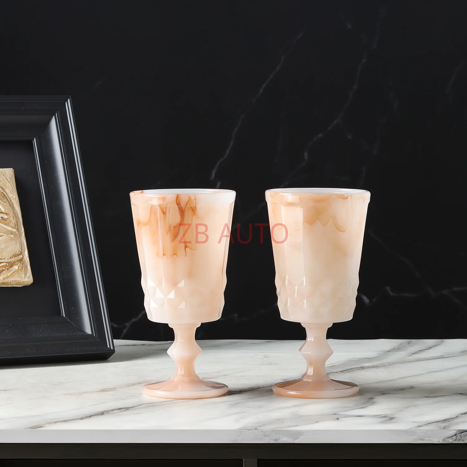 Light luxury medieval style glass milk glass cloud glass goblet wine glass ornaments collection home accessories