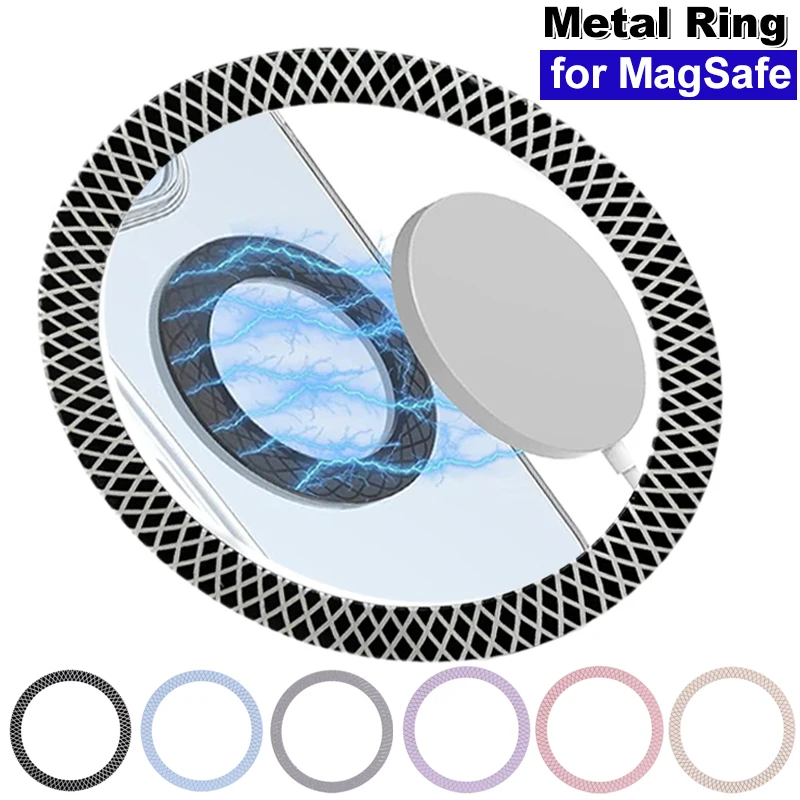 

Универсальное металлическое кольцо, металлическое кольцо для беспроводного зарядного устройства Magsafe, наклейка из железного листа, магнитный автомобильный держатель для телефона для iPhone 16 15