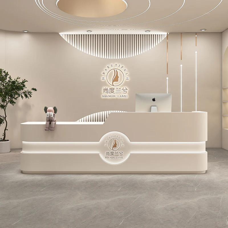 White Store Reception Desks Modern Luxury Beauty Salon Shop Mobile Reception Desks Bar Bancone Reception Luxury Furnitures