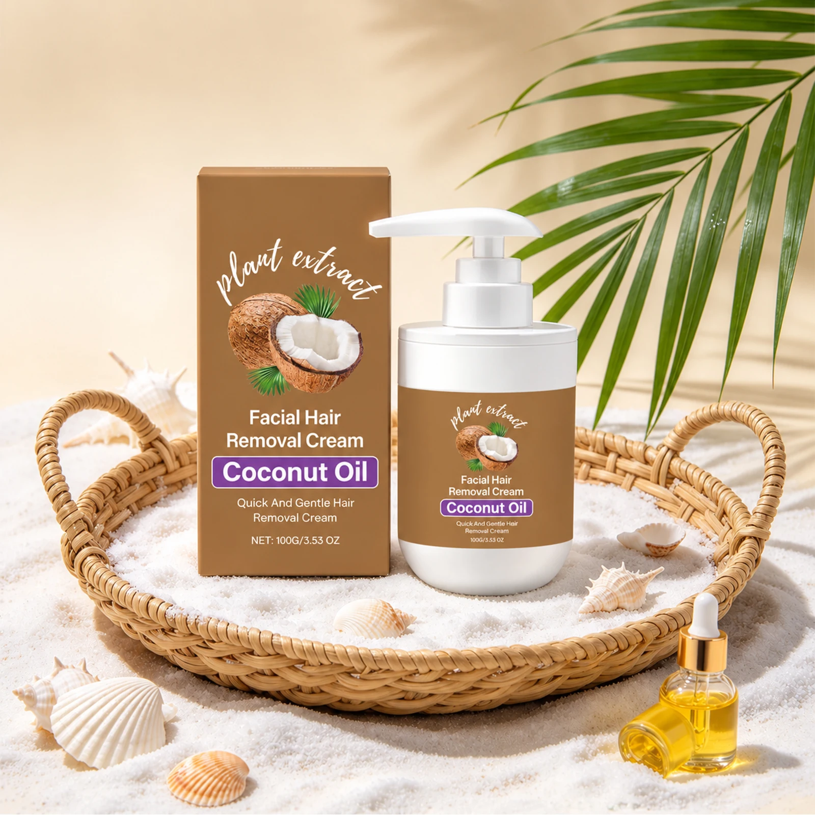 Coconut Facial Hair Removal Cream Permanently Non-Irritating Moisturizing Smoothing For Woman And Man Lips Hair Removal Wax 100g