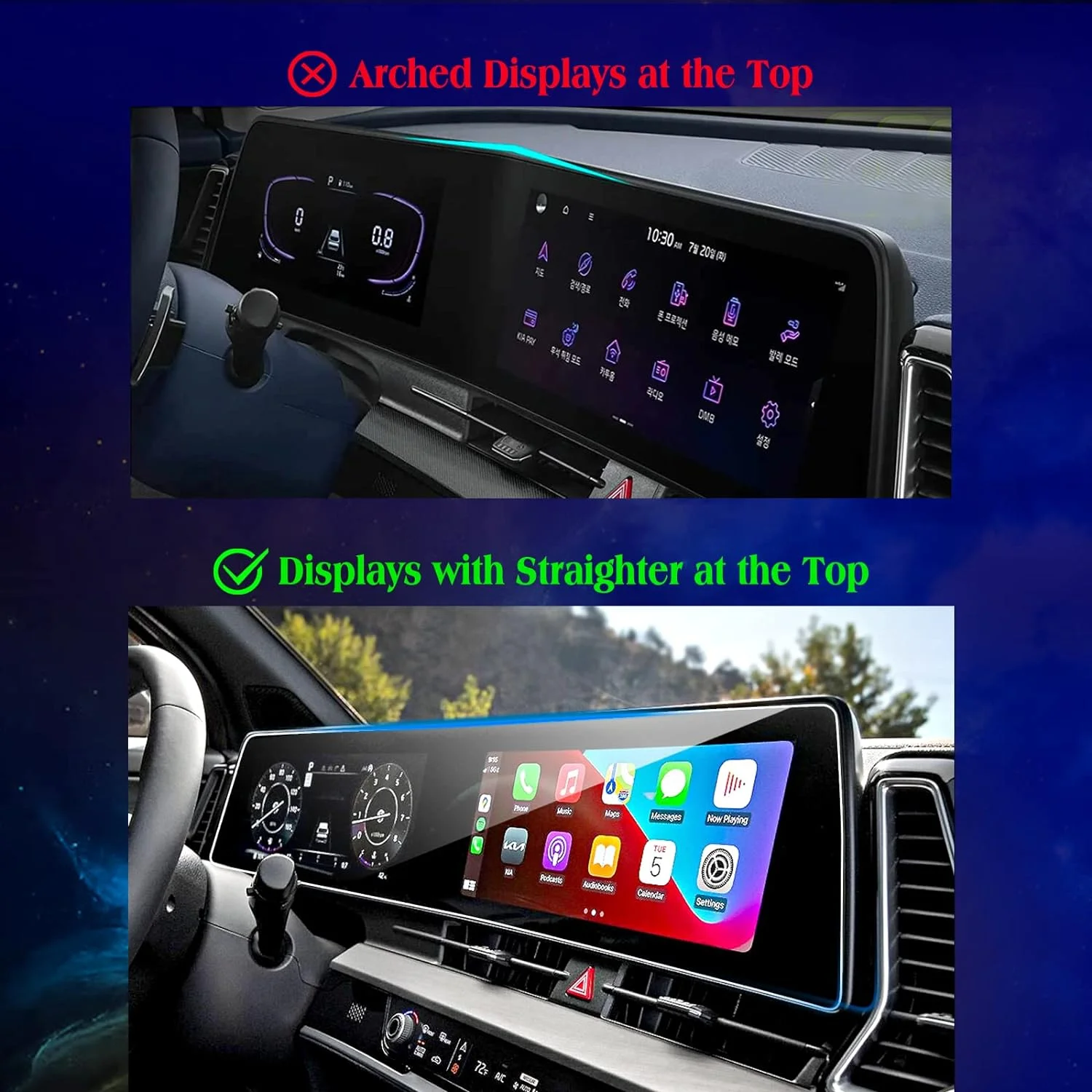 For 2022 2023 KIA EV6 NQ5 Glass HD Touch Screen Protector Media Display Film Cover 2pcs Set Fit SPORTAGE NQ5 Air Console Film