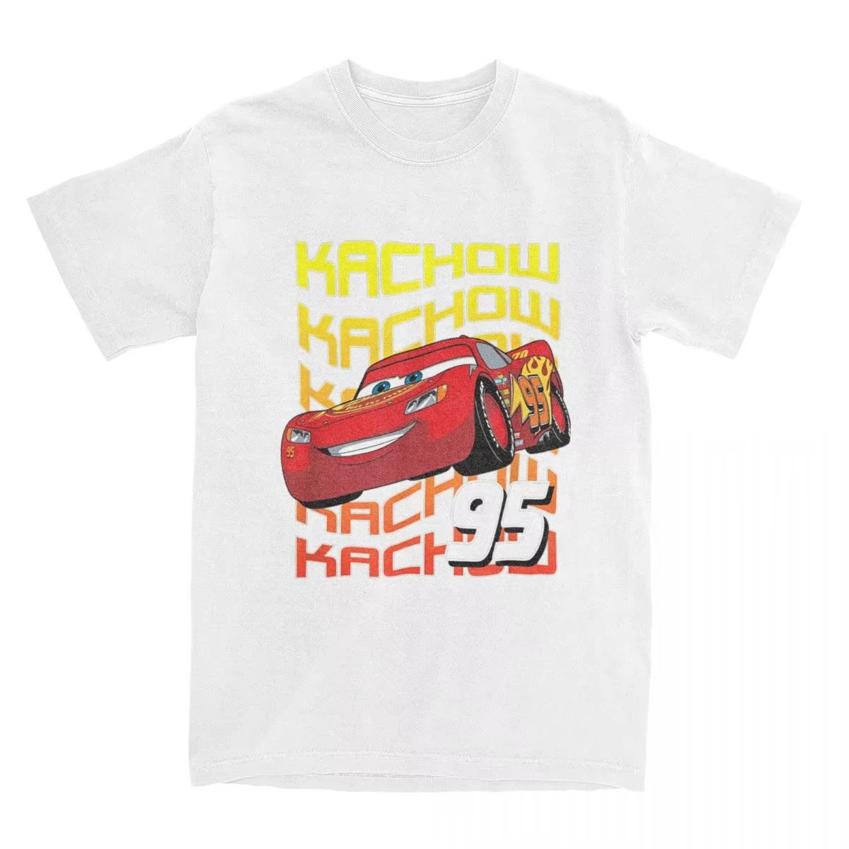 تي شيرت Cars Kachow 95 McQueen تي شيرت أنيق يومي غير رسمي للصيف للرجال والنساء قطن كبير الحجم عتيق بأكمام قصيرة قطع علوية هاراجوكو مضحكة #2