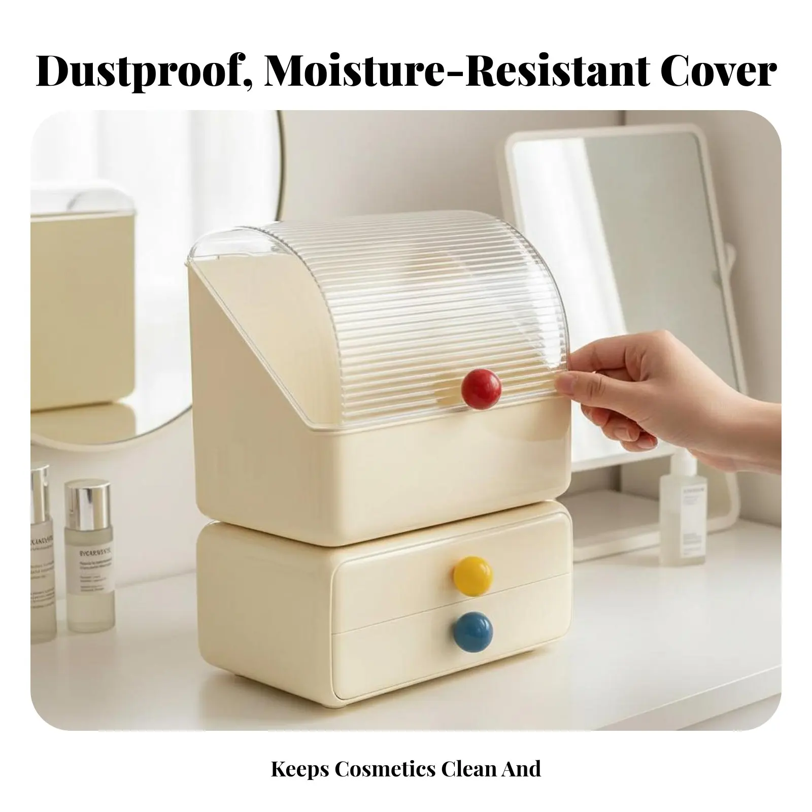 

Коробка-органайзер для косметики с выдвижными ящиками, большой вместимости, с защитной крышкой от пыли, портативная, с ручкой