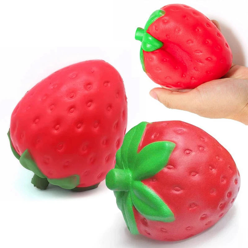 Juguete Sensorial Antiestrés de Fresa Gigante, Juguete de Fresa de Rebote Lento, Juguete Sensorial para Adultos, Juguetes Elásticos Antiestrés