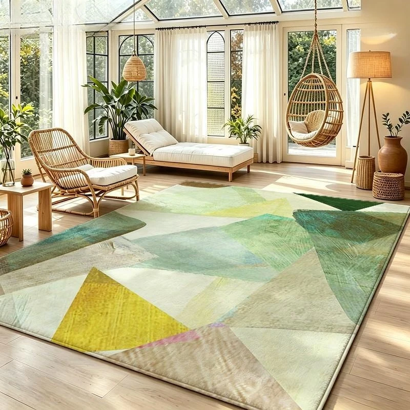 Modern Abstract Geometric Area Rug Large Soft Non Slip Washable Floor Carpet Mid Century Artistic Block Home Decor Living Room