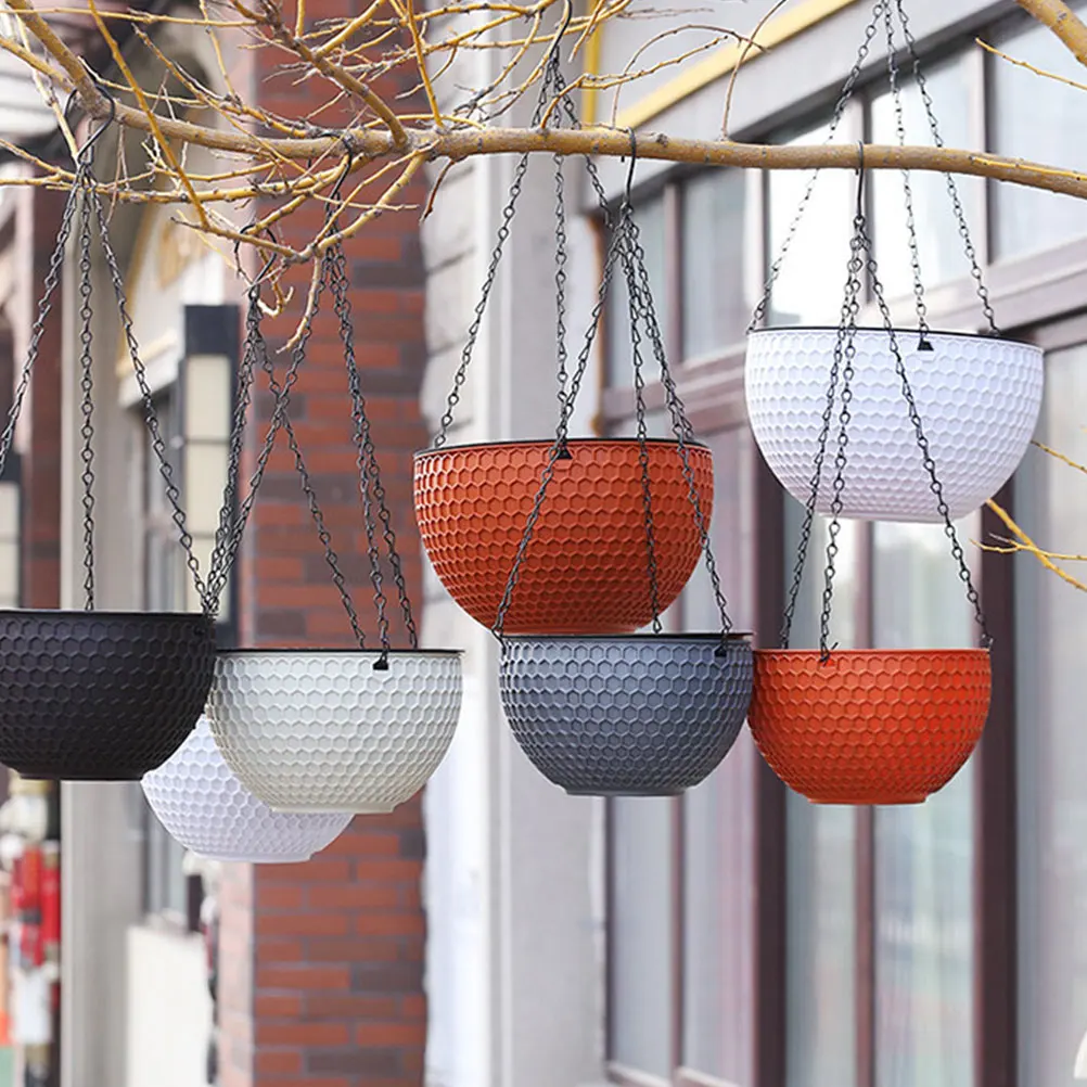 

2 Pcs Hanging Flower Pot White Small Size 16 5CM Planters for Balcony Garden Decor Plastic Baskets Suspended Planter