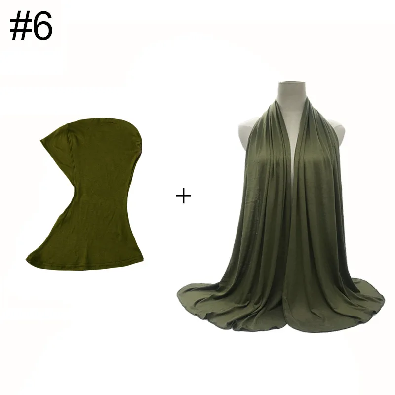 

Новый комплект из 2 предметов: Мягкий эластичный шарф-тюрбан и хиджаб для мусульманских женщин, в комплекте с повязкой на голову и шалью-накидкой