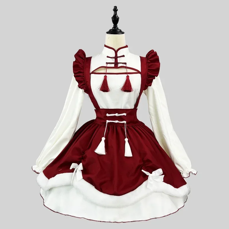 Anime Lolita Meid Kostuum Cosplay Kawaii School Girl Party Meid Rollenspel Animatieshow Plus Size Lange Mouw Schort Meid Outfit