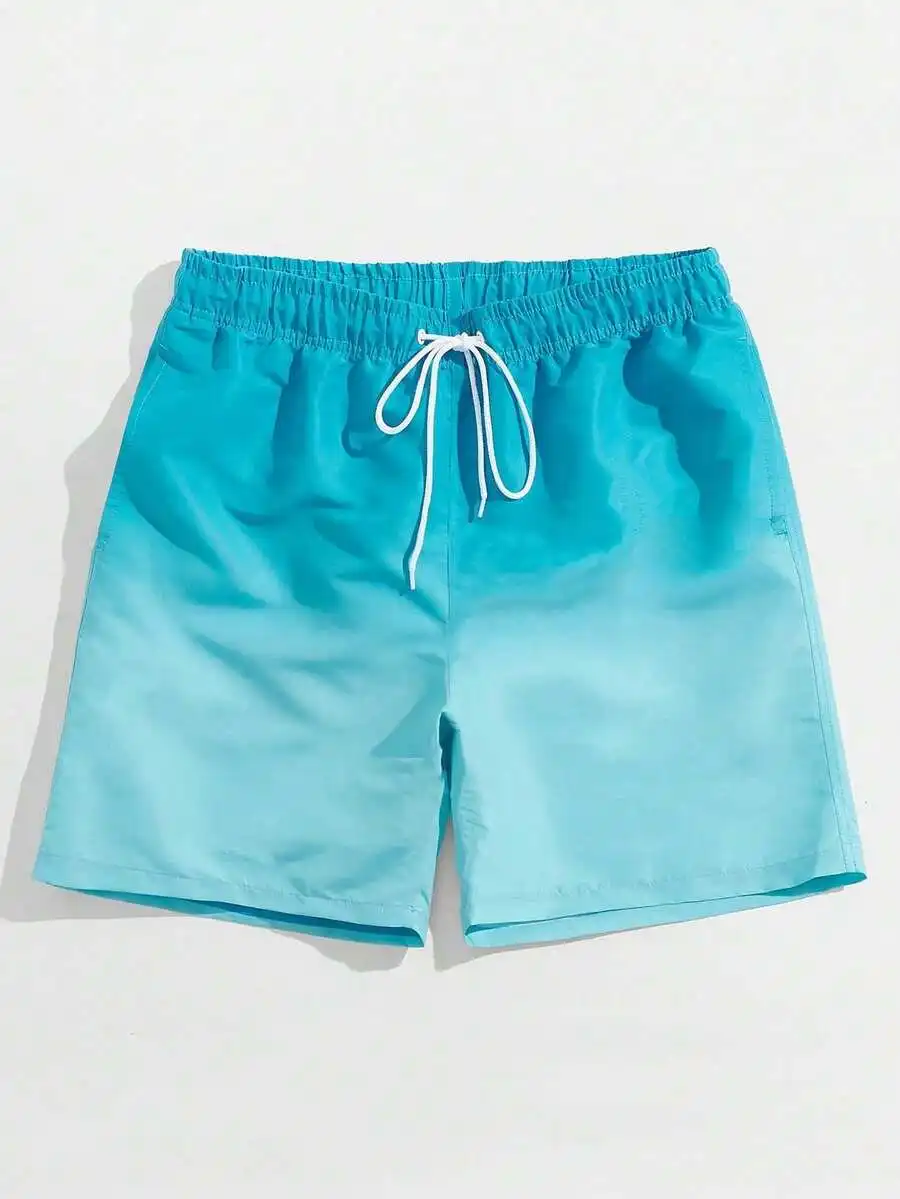 

Plus Size Men's Ombre Digital Print Beach Shorts, Casual-Holiday Loose Fit Summer Workout Shorts