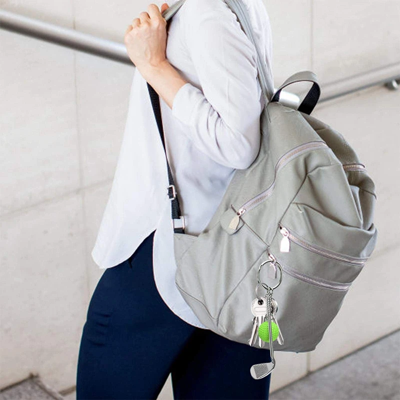 100Pcs Keychain Mini Golf Racket Ball Pendant Keyring Key Ring Creative Metal Pendant Tennis Key Chain Sports Clubs Gift