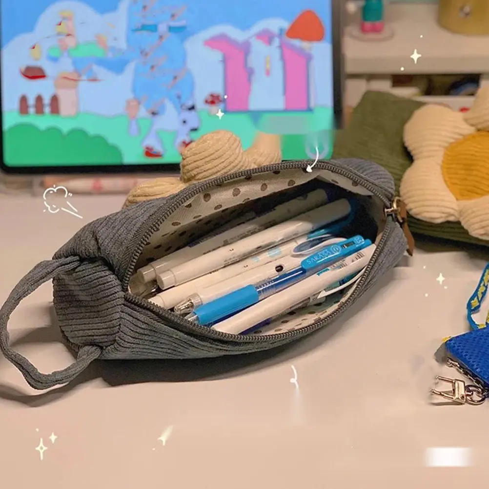 

Daisy Pencil Case Portable Stationery Box Pencils Pouch Storage Corduroy Bag Simple Students