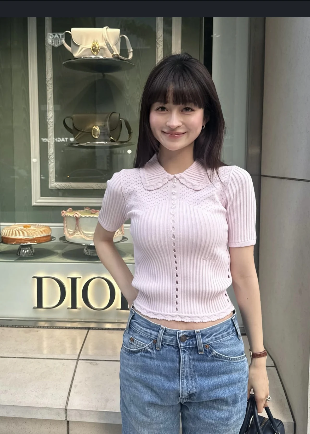 Slim Fit Soft Sweet Neck Half Sleeve Knitted Top Versatile Summer Style Commute Fashion Short Sleeve Pure Color Design