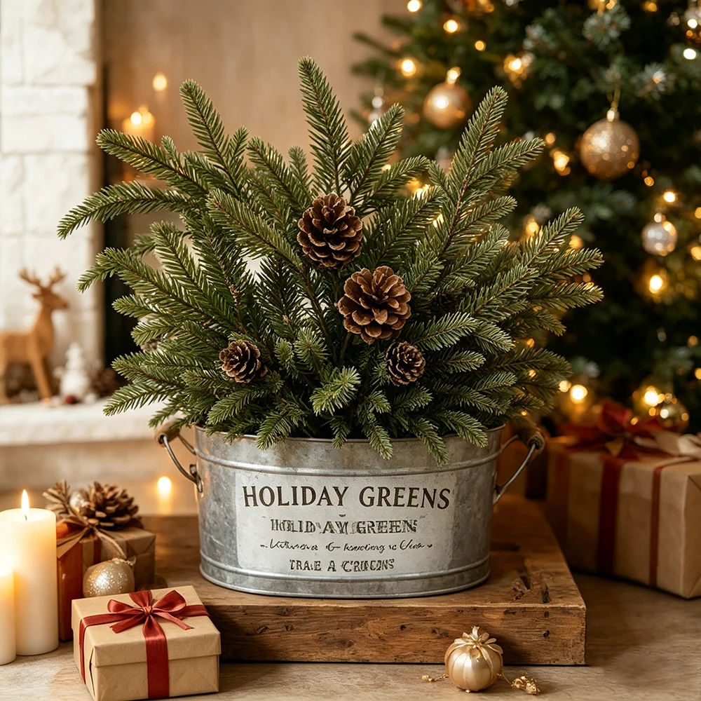 Christmas Wreath Fake - 3Pcs Artificial Pine Cone Needle Bouquet