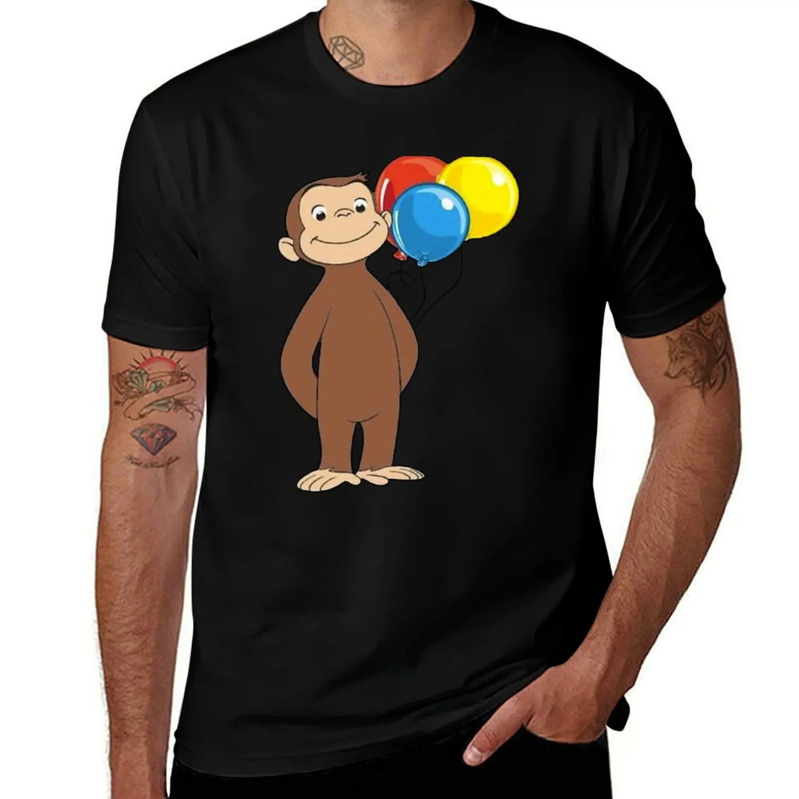 Curious George with balloons T-Shirt Breathable Travel T-Shirt