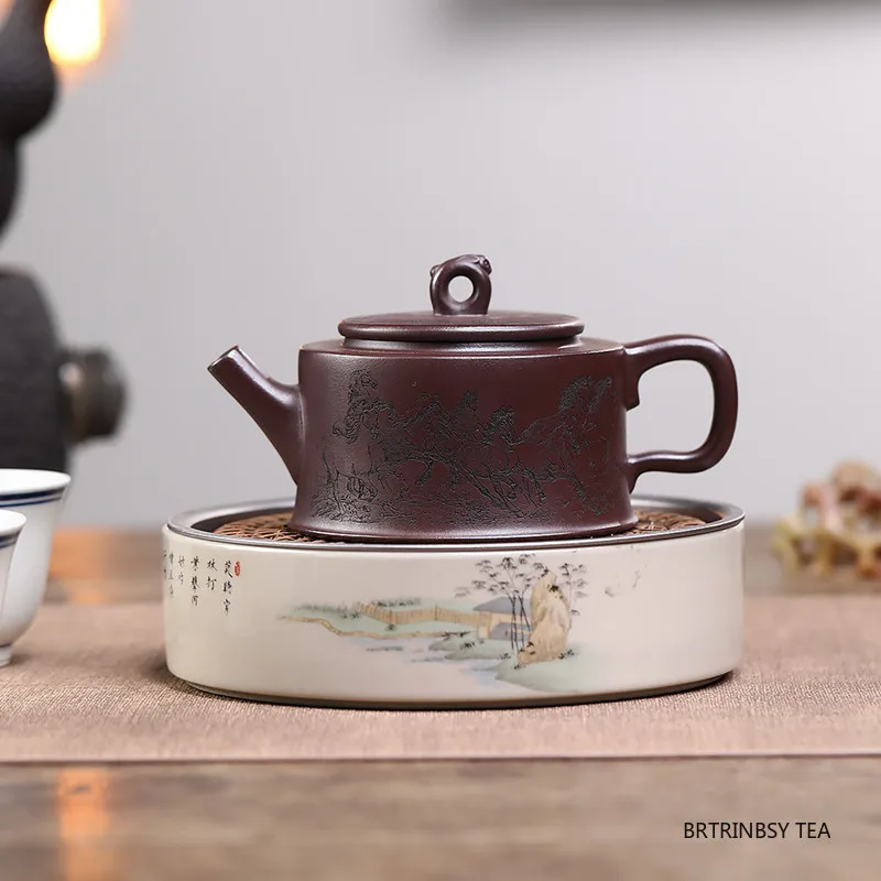 

Chinese Yixing Purple Clay Teapot Handmade Horse Pattern Tea Pot Household Beauty Tea Infuser Kettle Raw Ore Zisha Tea Set 190ml