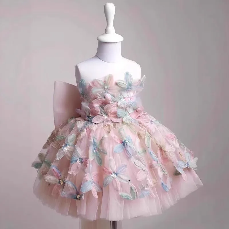 

Girls High End Evening Princess Ball Gown Children Cute Bow Design Birthday Party Dress y1665
