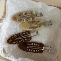 Pasadores de ácido acético francés, clip para pico de pato, horquilla con patrón de mármol, accesorios para el cabello sin costuras