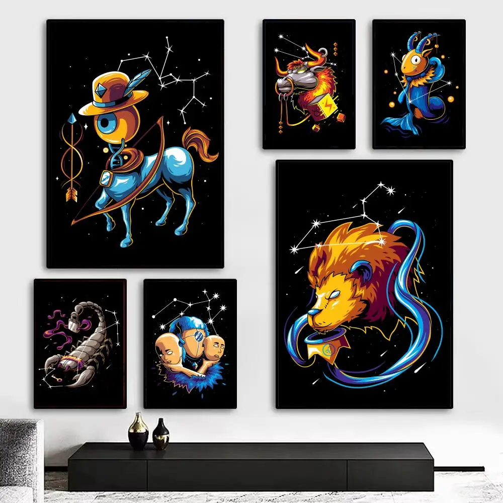 The Art of the Twelve Zodiac Signs Poster Art print wall decor ideal for living room, bedroom, bar, parlor, and home gifting