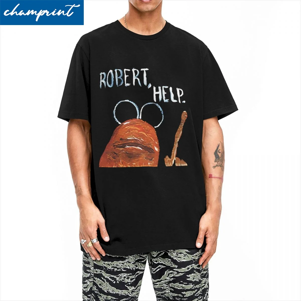 Funny Robert Help Marcus The Worm T Shirt Men Cotton Short Sleeve Round Neck Summer TopsTops